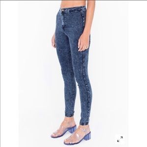 American Apparel High Waist Acid Wash Legging Jean